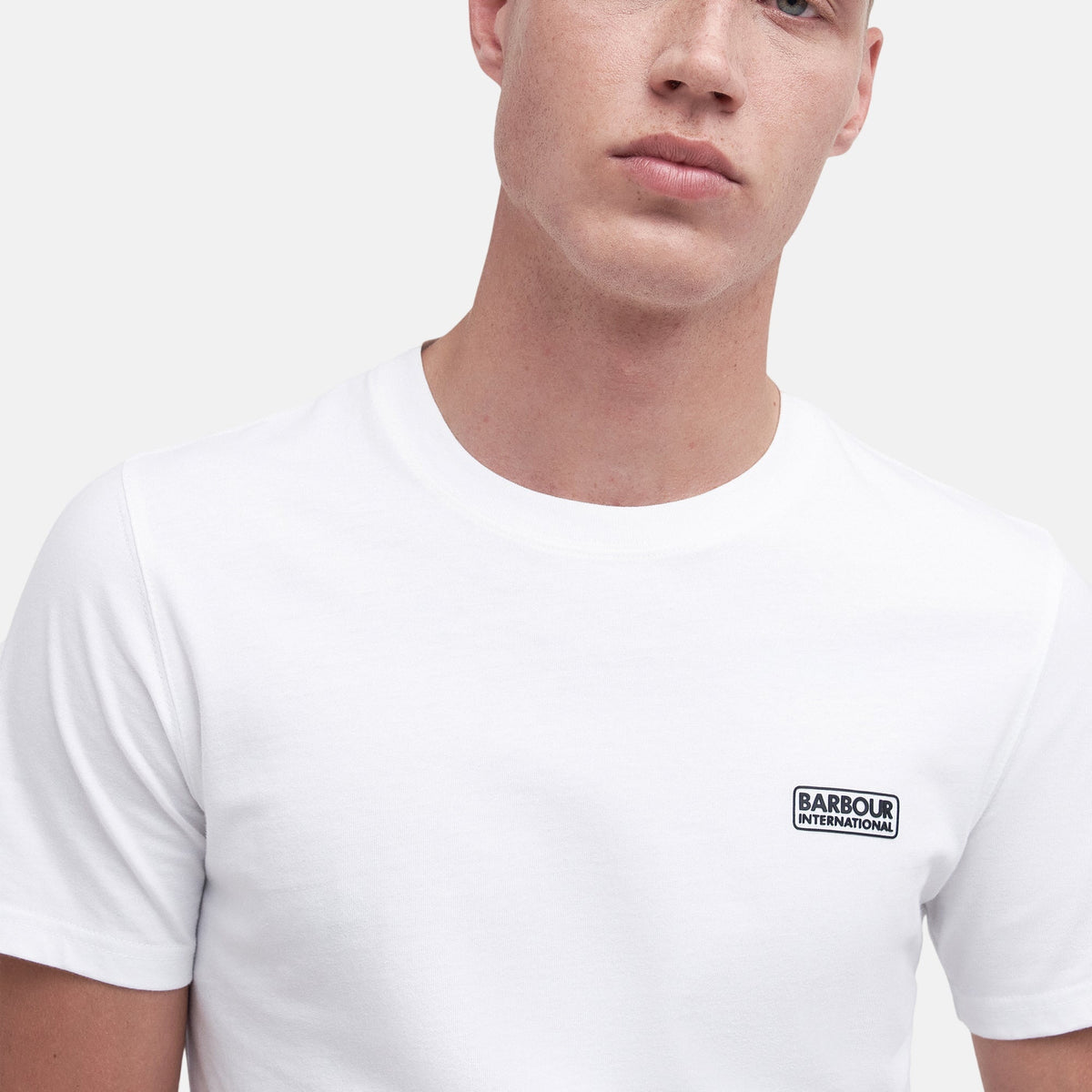 Barbour International Small Logo T-Shirt White Black | Northern Threads Designer Menswear