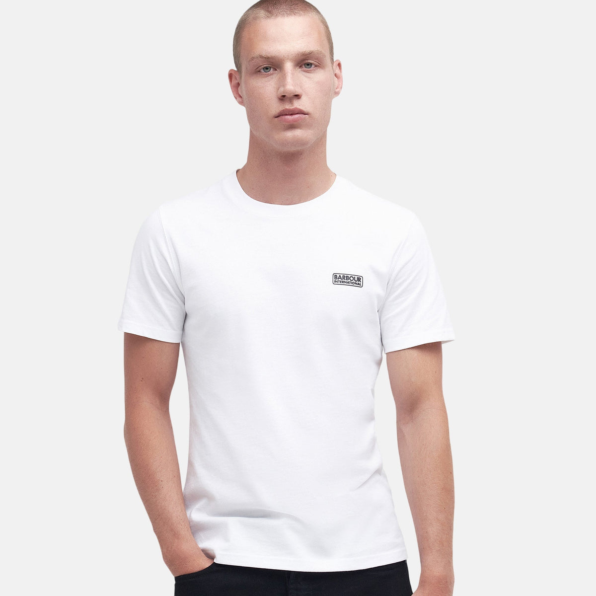 Barbour International Small Logo T-Shirt White Black | Northern Threads Designer Menswear