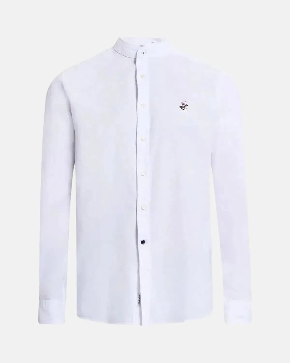BEVERLY HILLS POLO CLUB-BHPC COLLARLESS LINEN BLEND SHIRT GHOST WHITE-NORTHERN THREADS DESIGNER MENSWEAR
