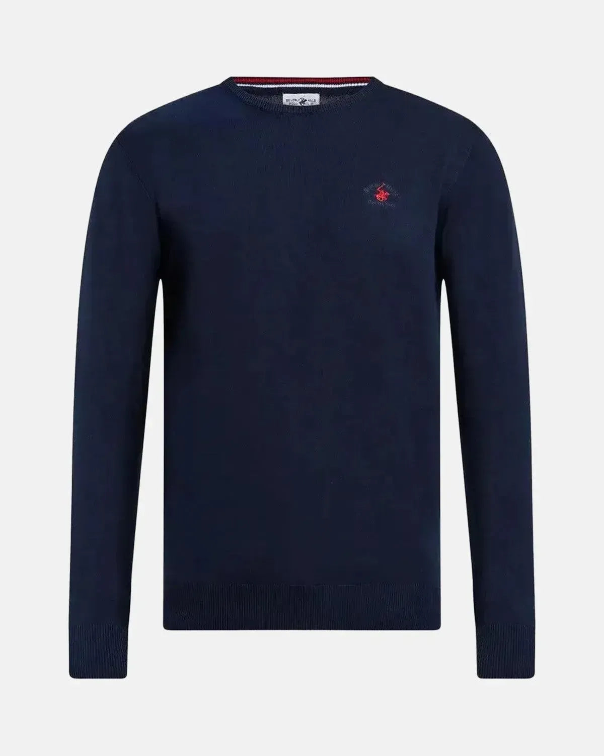 BEVERLY HILLS POLO CLUB-BHPC MODERN SLIM FIT CREWNECK COTTON KNIT DARK NAVY-NORTHERN THREADS DESIGNER MENSWEAR