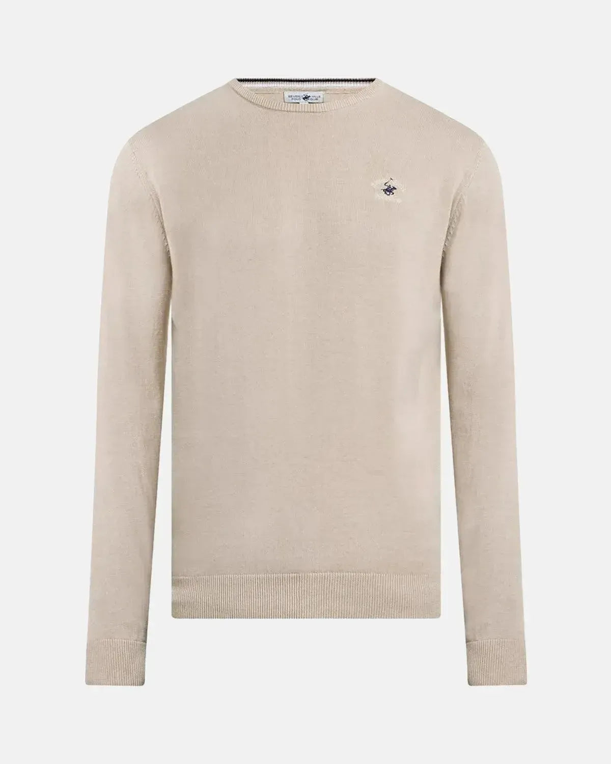 Beverly Hills Polo Club-BHPC MODERN SLIM FIT CREWNECK COTTON KNIT DESERT SAND-NORTHERN THREADS DESIGNER MENSWEAR