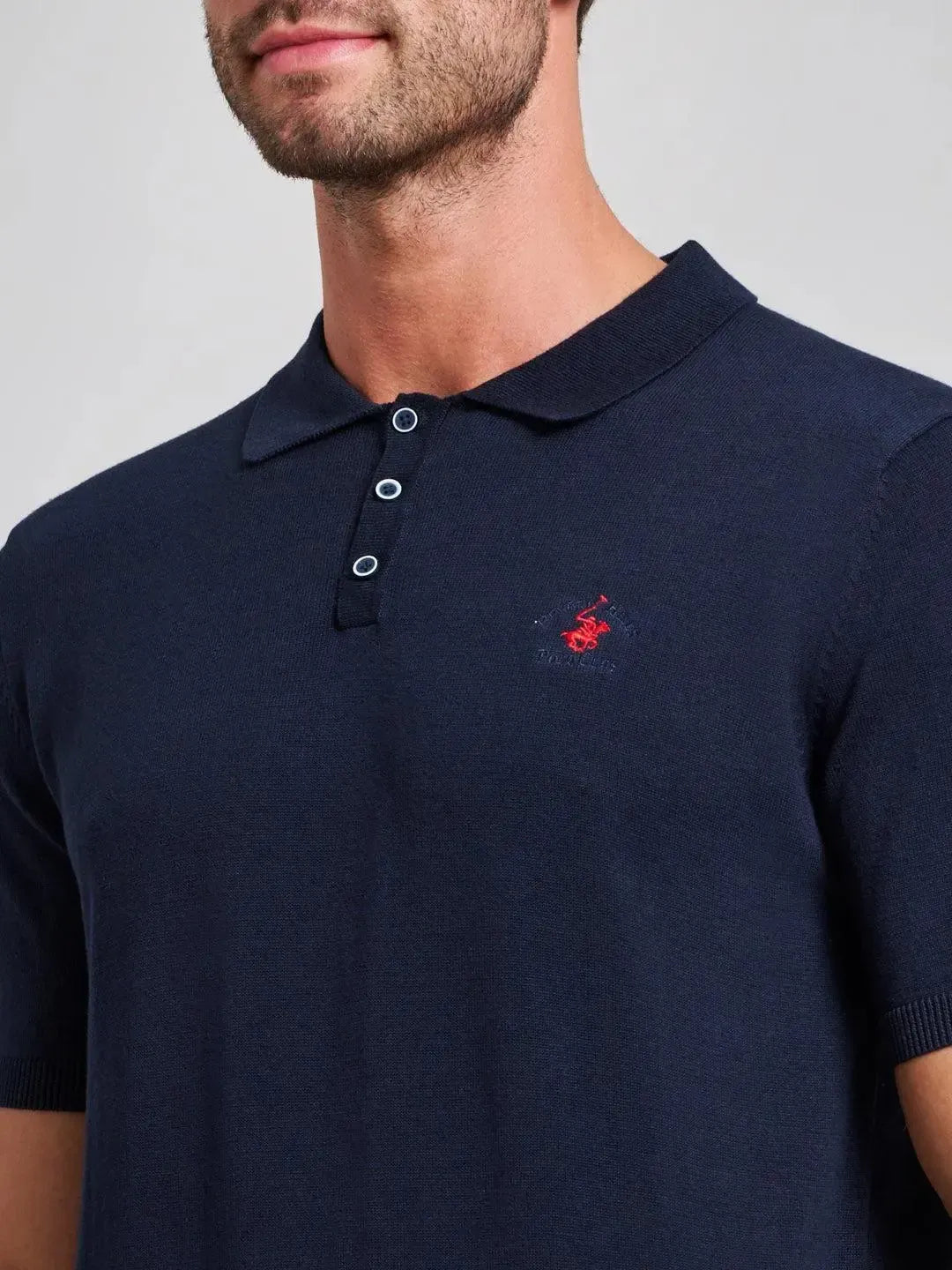 Beverly Hills Polo Club-BHPC SOFT COTTON MODERN SLIM FIT POLO SHIRT DARK NAVY-NORTHERN THREADS DESIGNER MENSWEAR