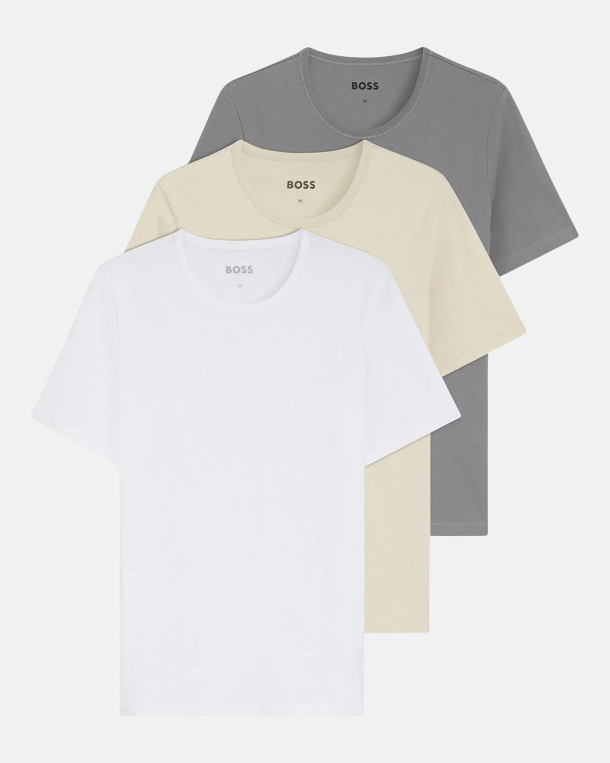 BOSS 3-Pack Cotton T-Shirts White Beige Grey | Northern Threads Designer Menswear