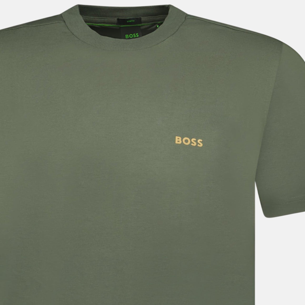 BOSS Active Gold Logo - Print T-Shirt Khaki - C14 - northern threads uk