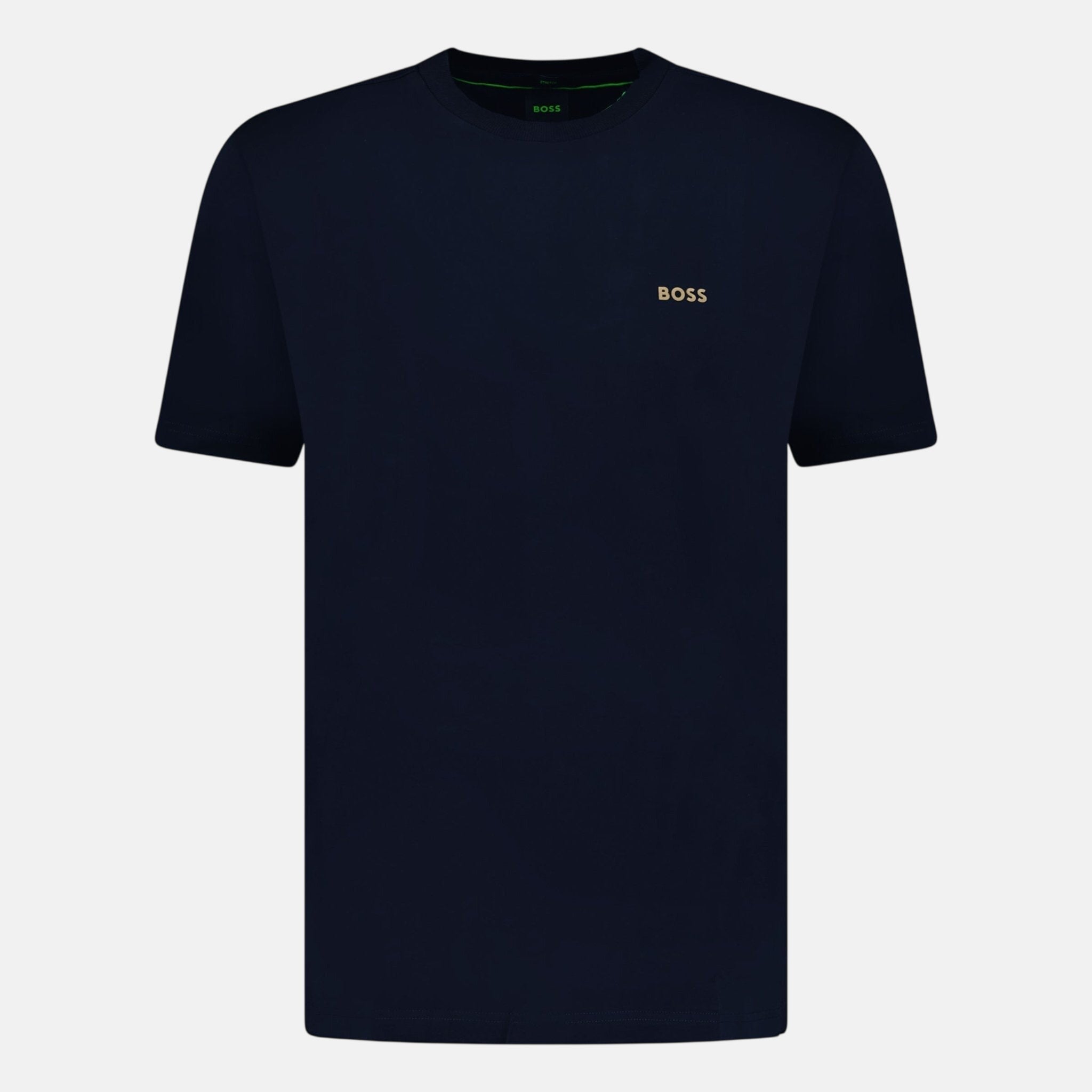 BOSS Active Gold Logo - Print T-Shirt Navy - C14 - northern threads uk