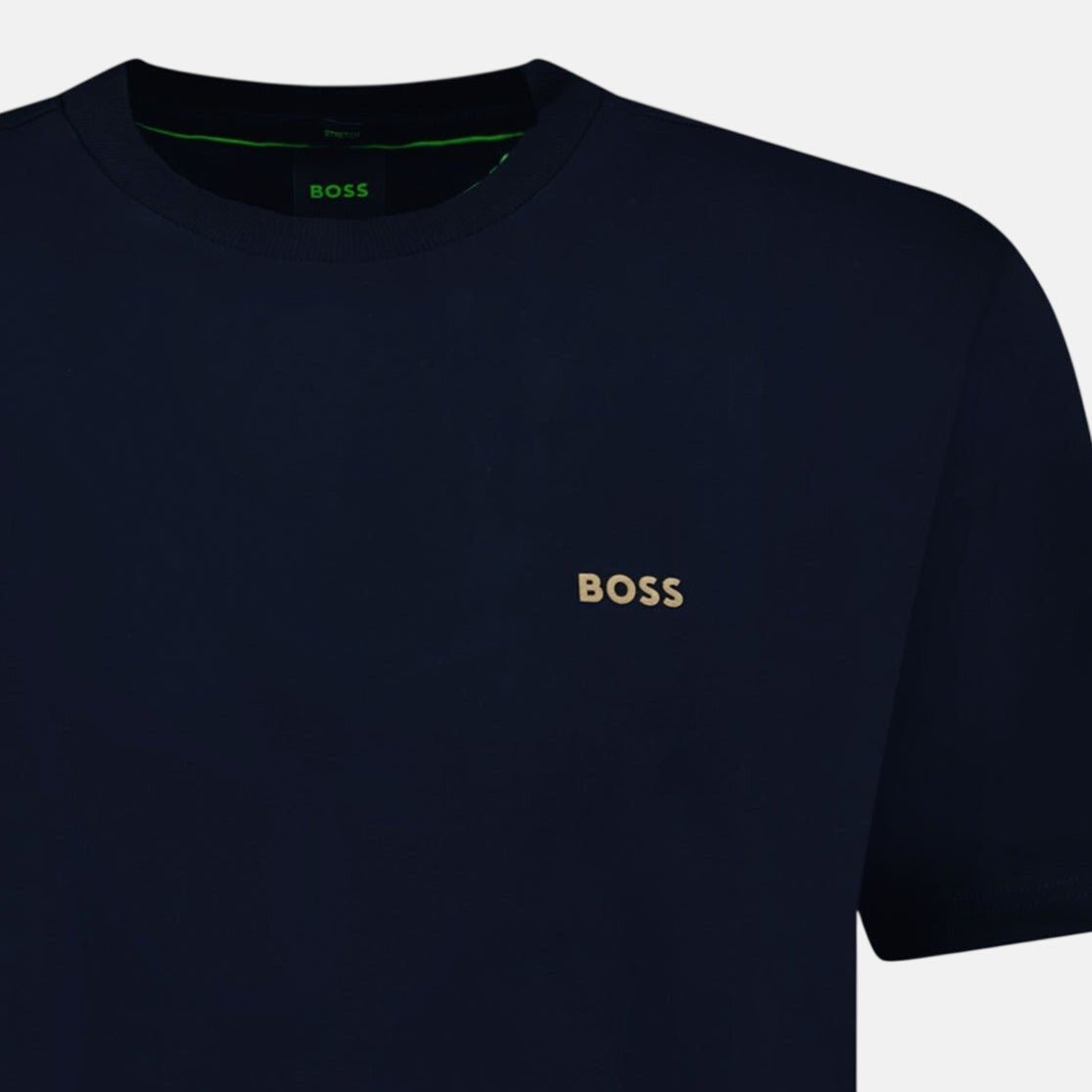 BOSS Active Gold Logo - Print T-Shirt Navy - C14 - northern threads uk