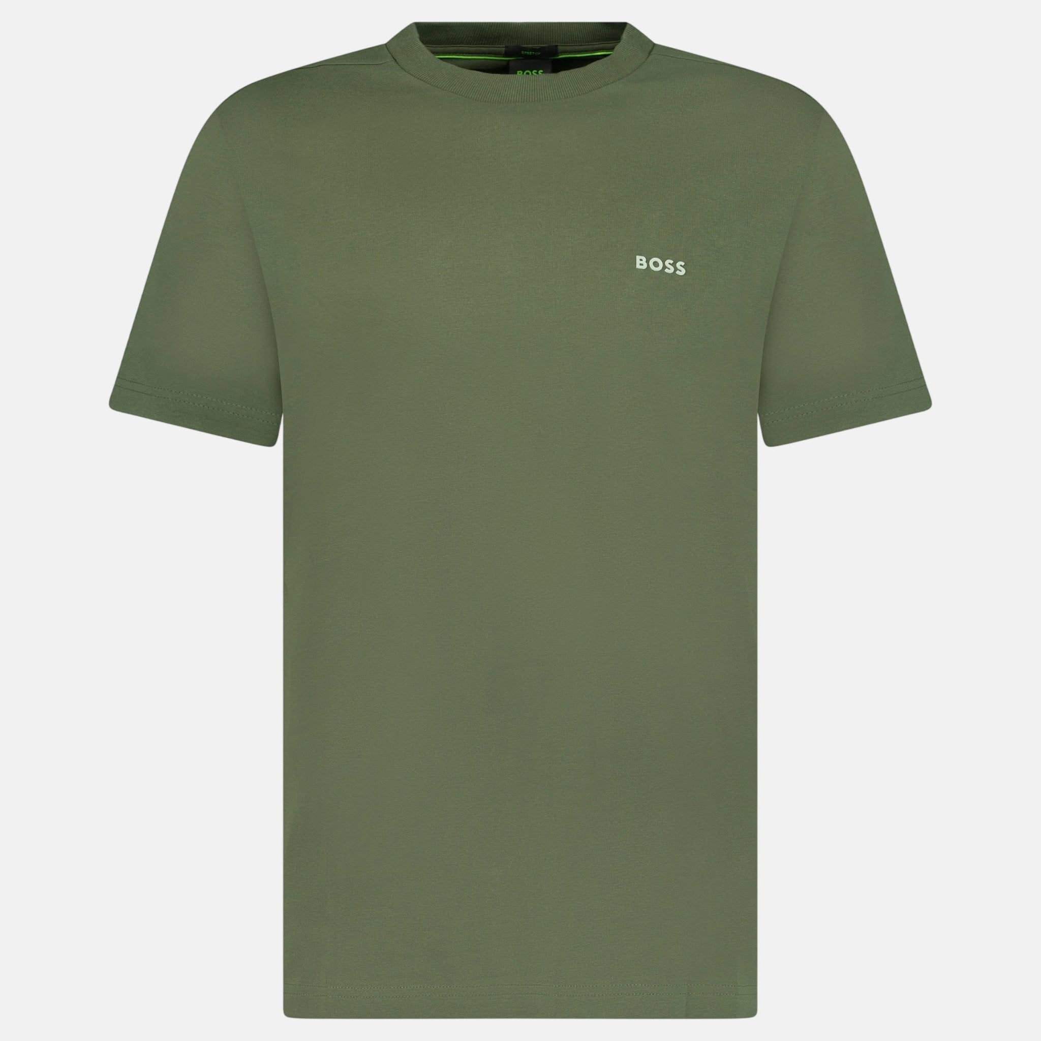BOSS Active Logo - Print T-Shirt Khaki - F30 - northern threads uk