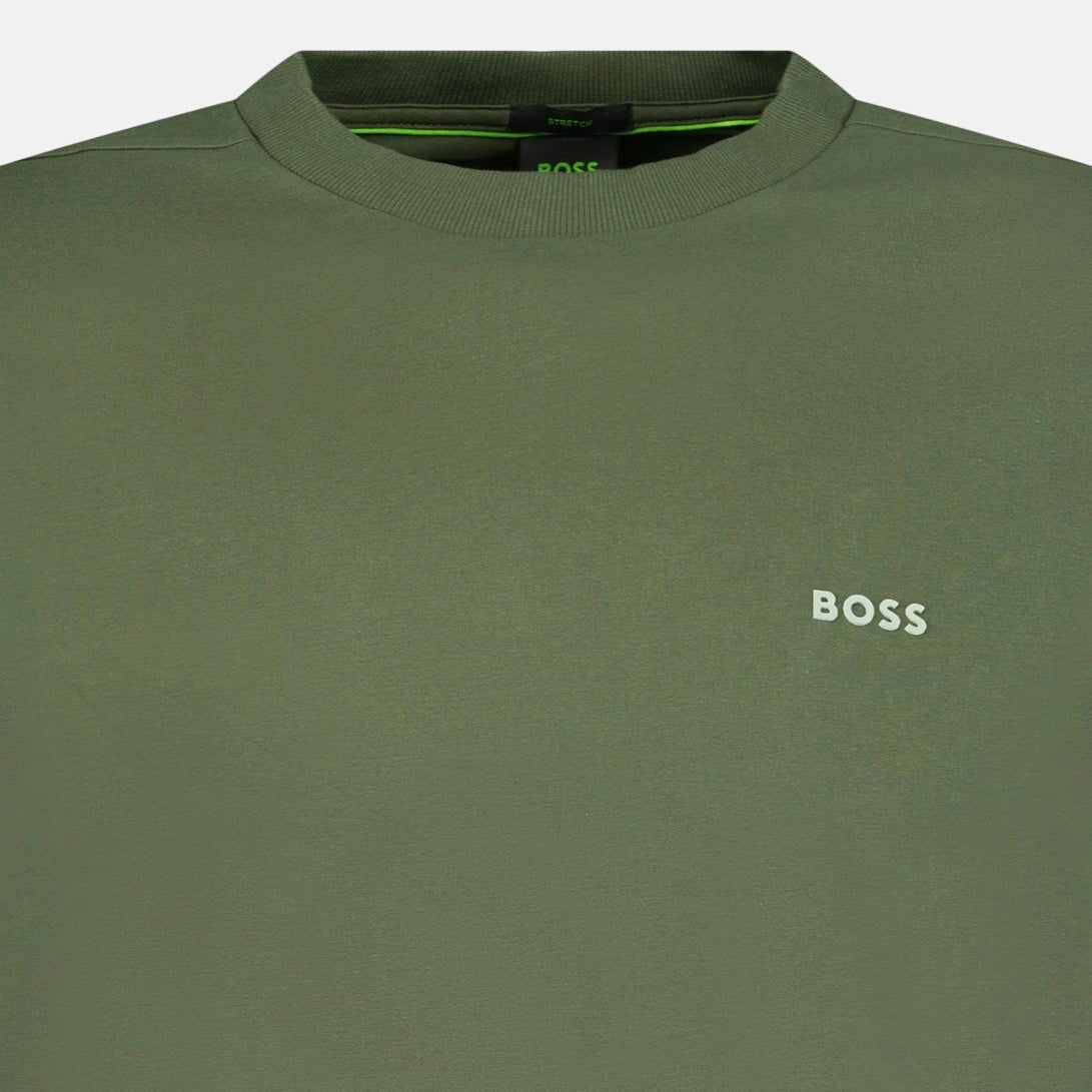 BOSS Active Logo - Print T-Shirt Khaki - F30 - northern threads uk