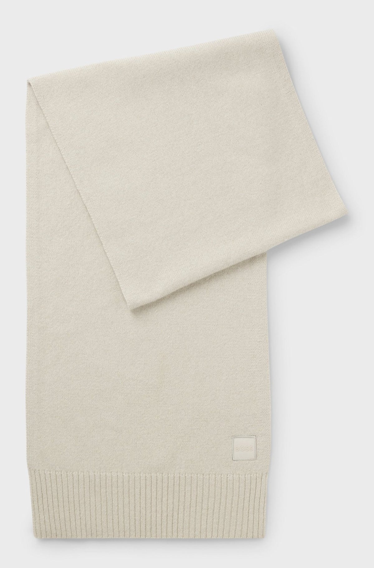 BOSS Akaio Knitted Scarf Light Beige | Northern Threads Designer Menswear