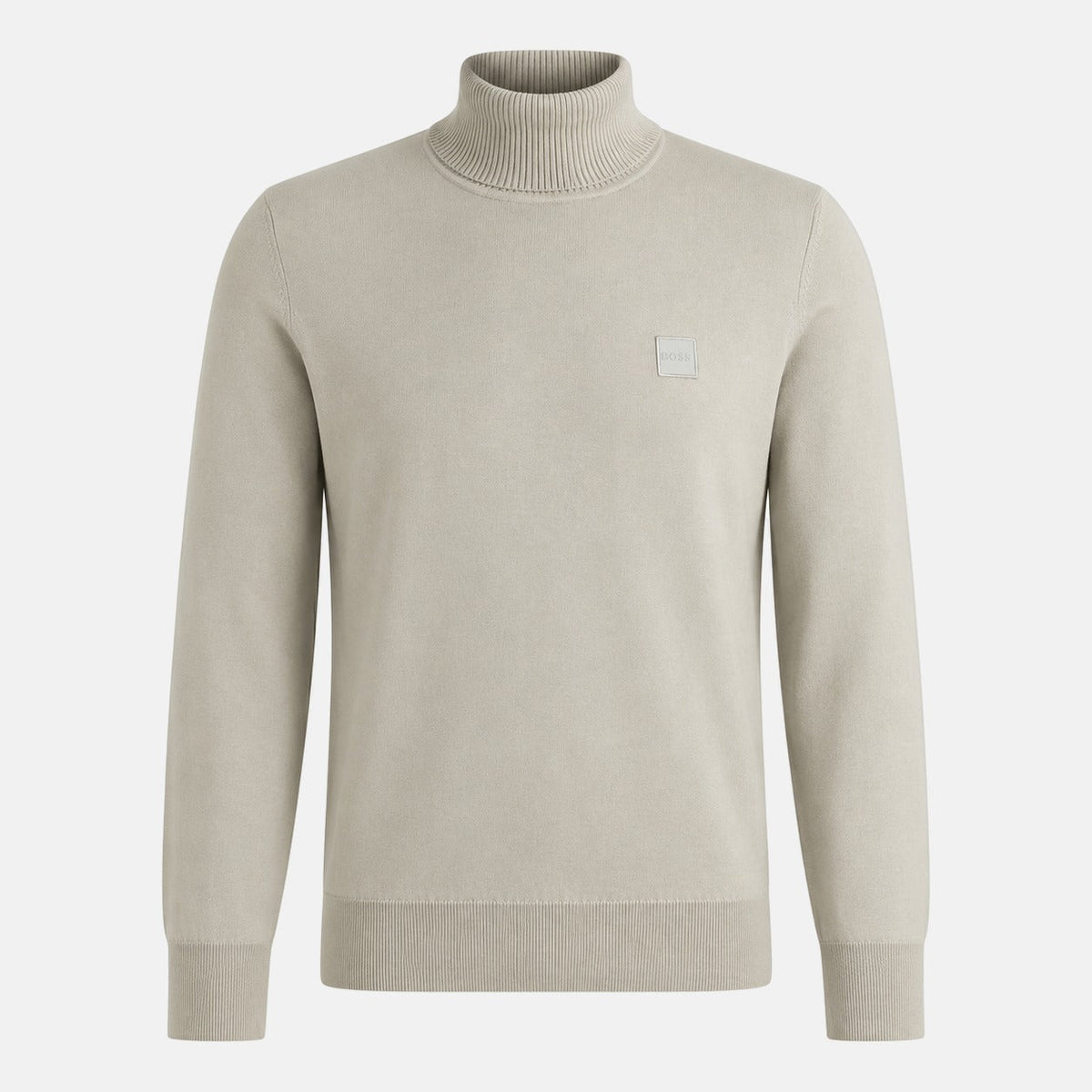 BOSS Akiro Roll Neck Logo Jumper Light Natural | Northern Threads Designer Menswear