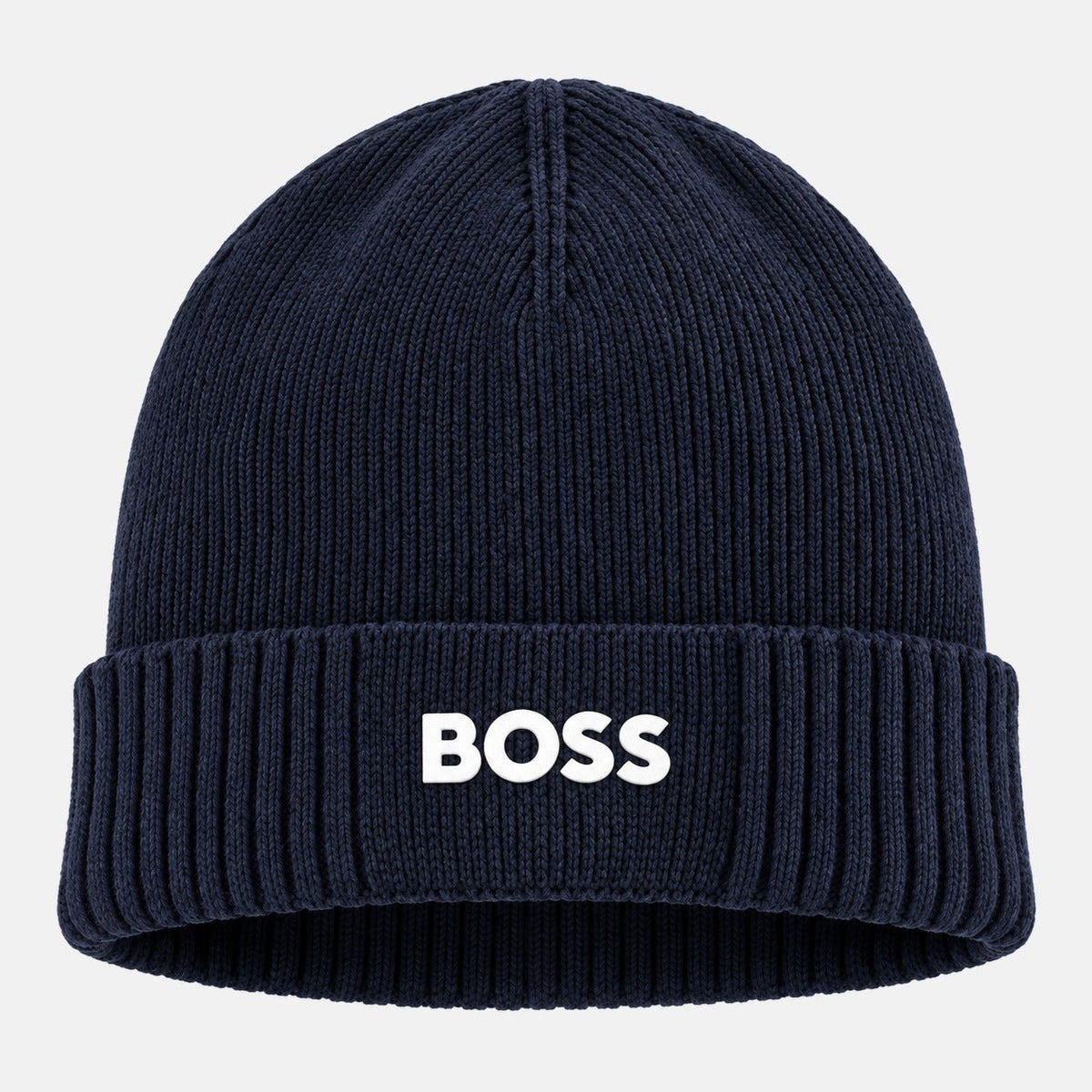 BOSS Asic Logo Beanie Hat Navy | Northern Threads Designer Menswear