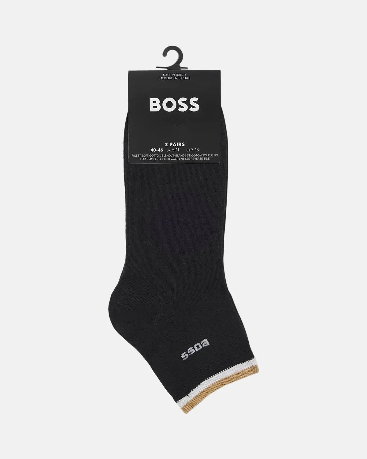 BOSS-BOSS 2-PACK STRIPE LOGO SHORT SOCKS BLACK-NORTHERN THREADS DESIGNER MENSWEAR