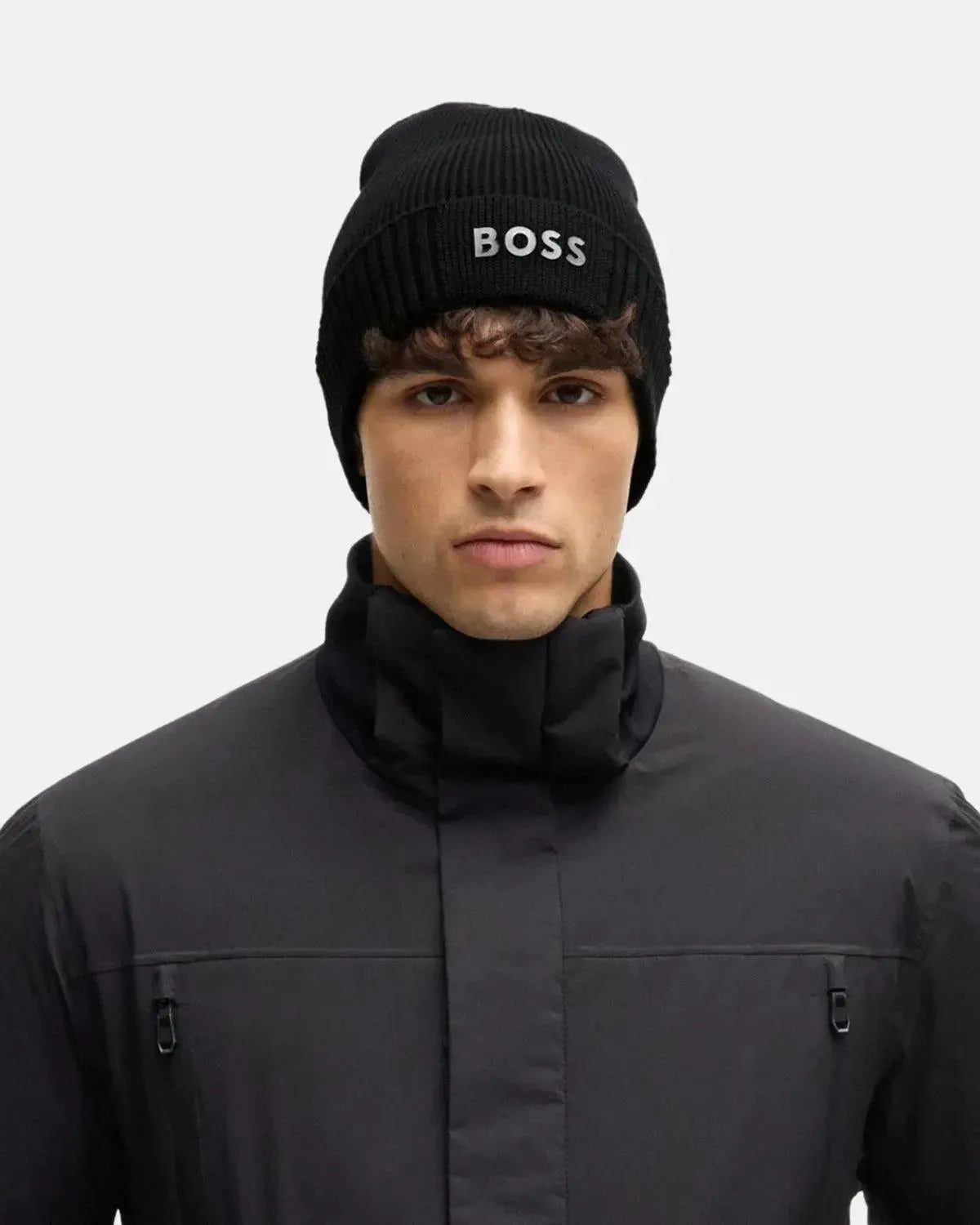 BOSS-BOSS ASIC-X COTTON WOOL BEANIE BLACK-NORTHERN THREADS DESIGNER MENSWEAR