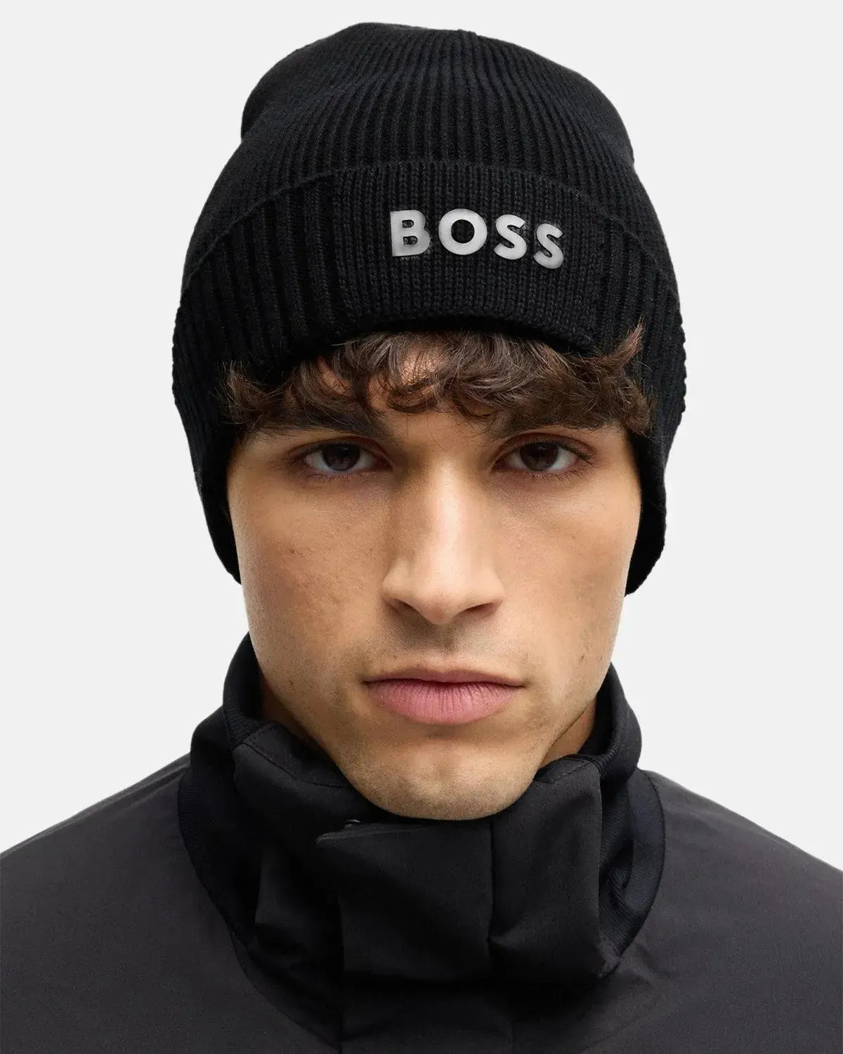 BOSS-BOSS ASIC-X COTTON WOOL BEANIE BLACK-NORTHERN THREADS DESIGNER MENSWEAR