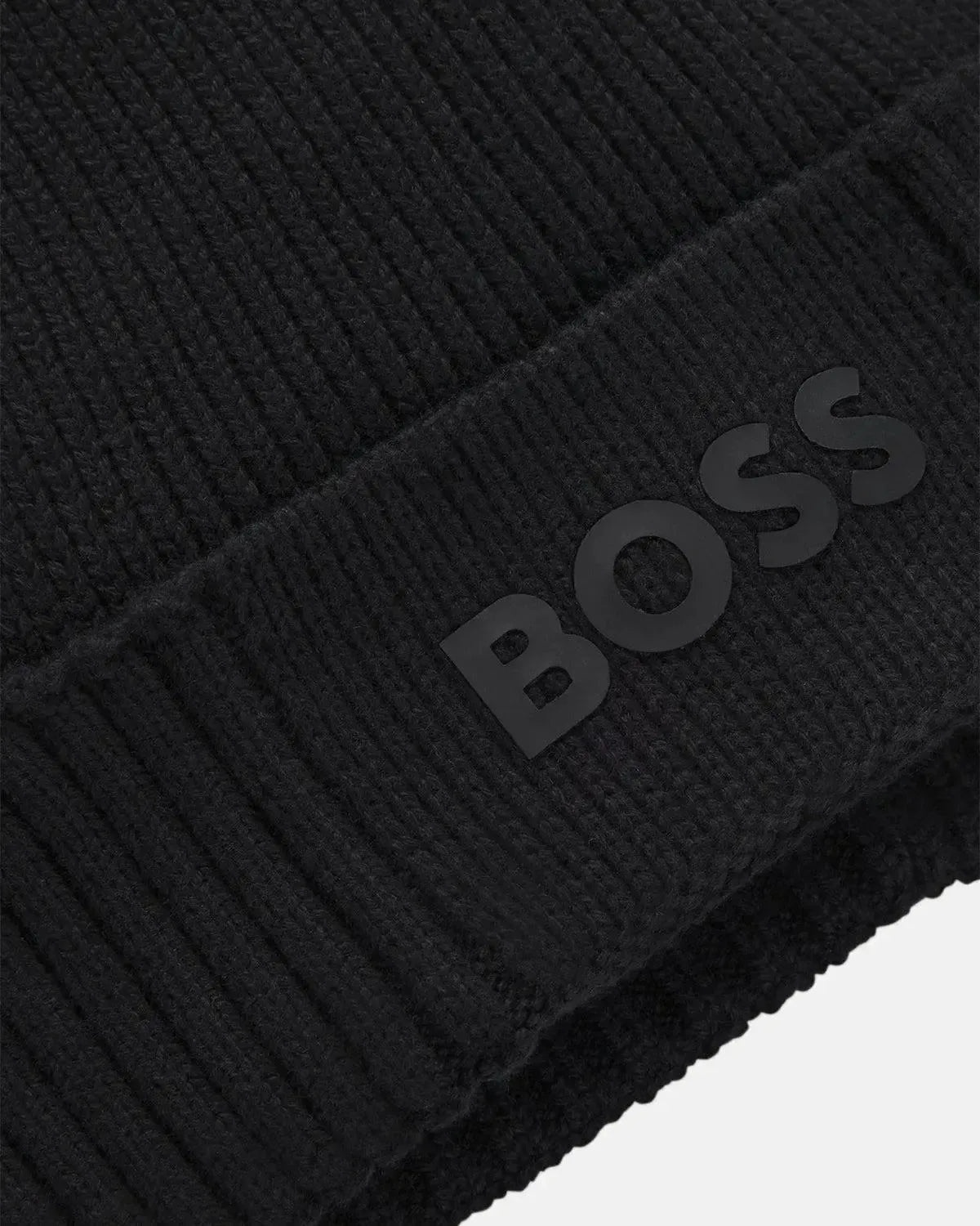 BOSS-BOSS ASIC-X COTTON WOOL BEANIE BLACK-NORTHERN THREADS DESIGNER MENSWEAR