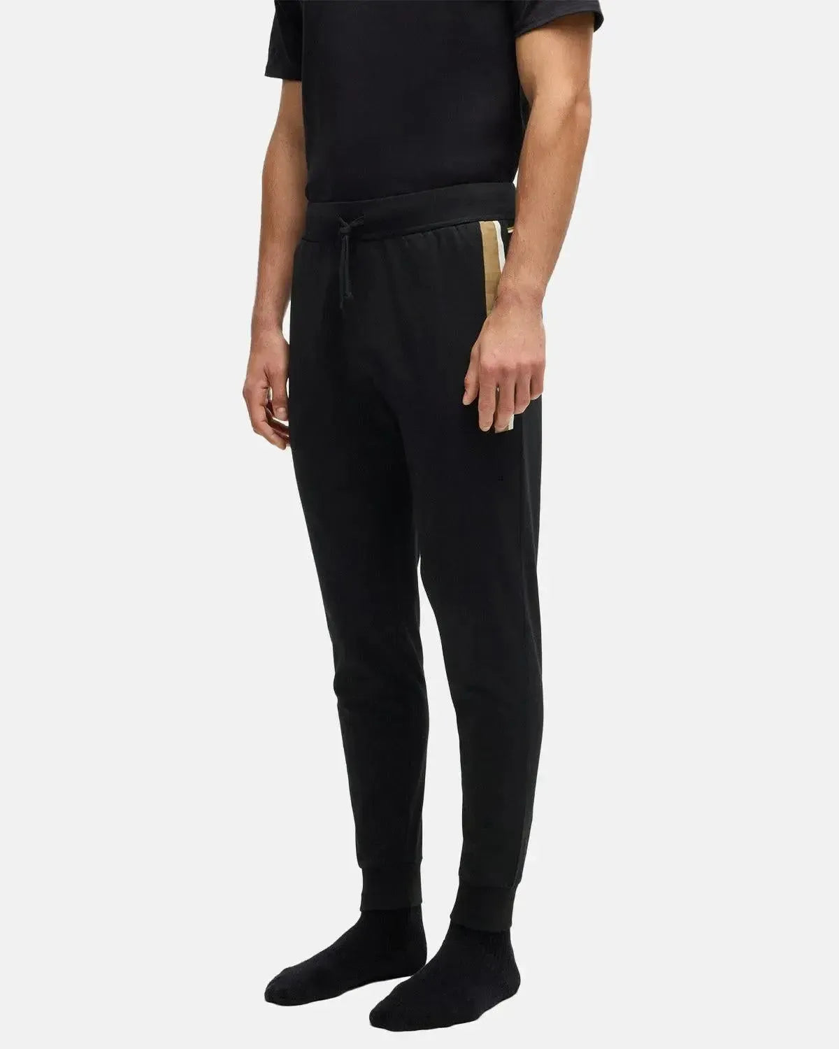 BOSS-BOSS AUTHENTIC STRIPE LOGO TRACKSUIT BOTTOMS BLACK-NORTHERN THREADS DESIGNER MENSWEAR