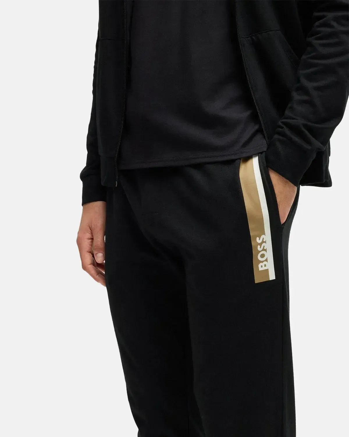 BOSS-BOSS AUTHENTIC STRIPE LOGO TRACKSUIT BOTTOMS BLACK-NORTHERN THREADS DESIGNER MENSWEAR