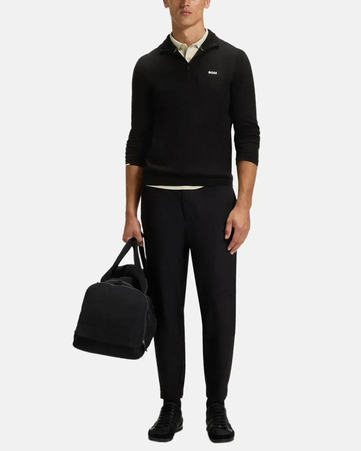 BOSS-BOSS K-EVERX 1/4 ZIP COTTON KNIT BLACK-NORTHERN THREADS DESIGNER MENSWEAR