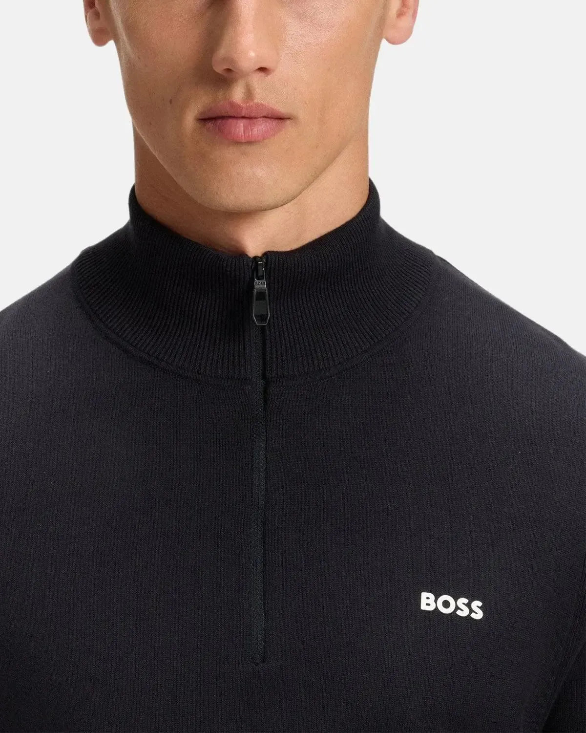 BOSS-BOSS K-EVERX 1/4 ZIP COTTON KNIT DARK BLUE-NORTHERN THREADS DESIGNER MENSWEAR