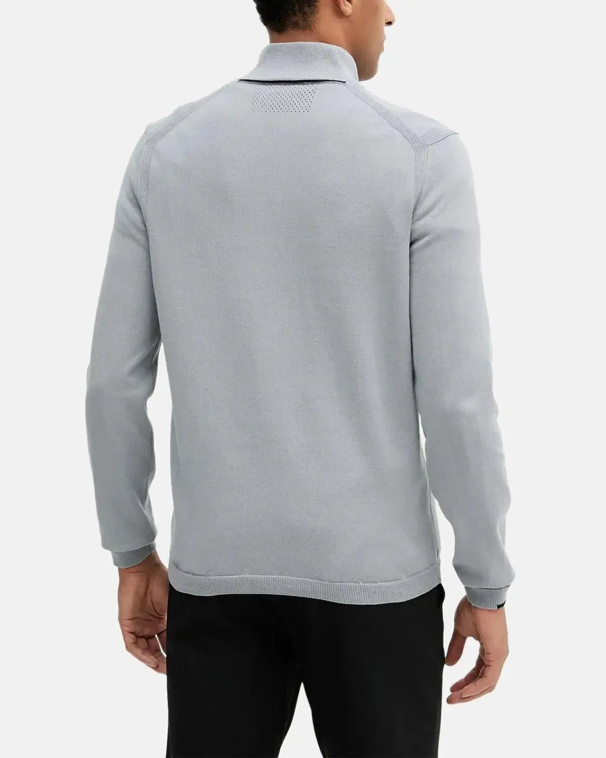 BOSS-BOSS K-EVERX 1/4 ZIP COTTON KNIT GREY-NORTHERN THREADS DESIGNER MENSWEAR
