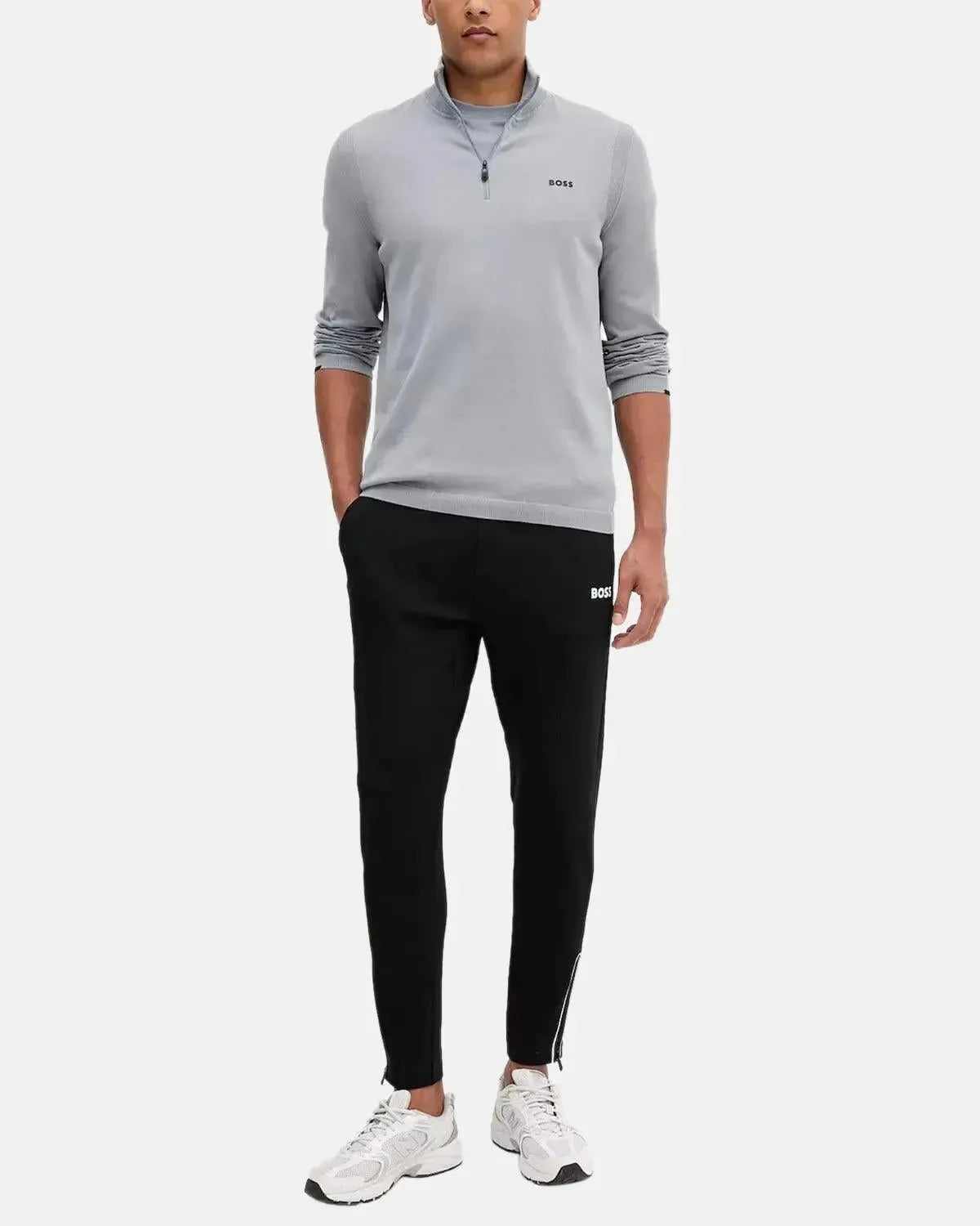 BOSS-BOSS K-EVERX 1/4 ZIP COTTON KNIT GREY-NORTHERN THREADS DESIGNER MENSWEAR