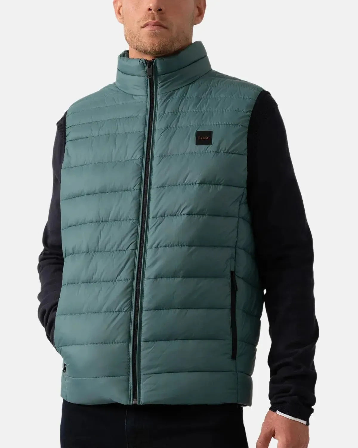 BOSS-BOSS ODEN SLIM FIT PACKABLE GILET OPEN GREEN-NORTHERN THREADS DESIGNER MENSWEAR