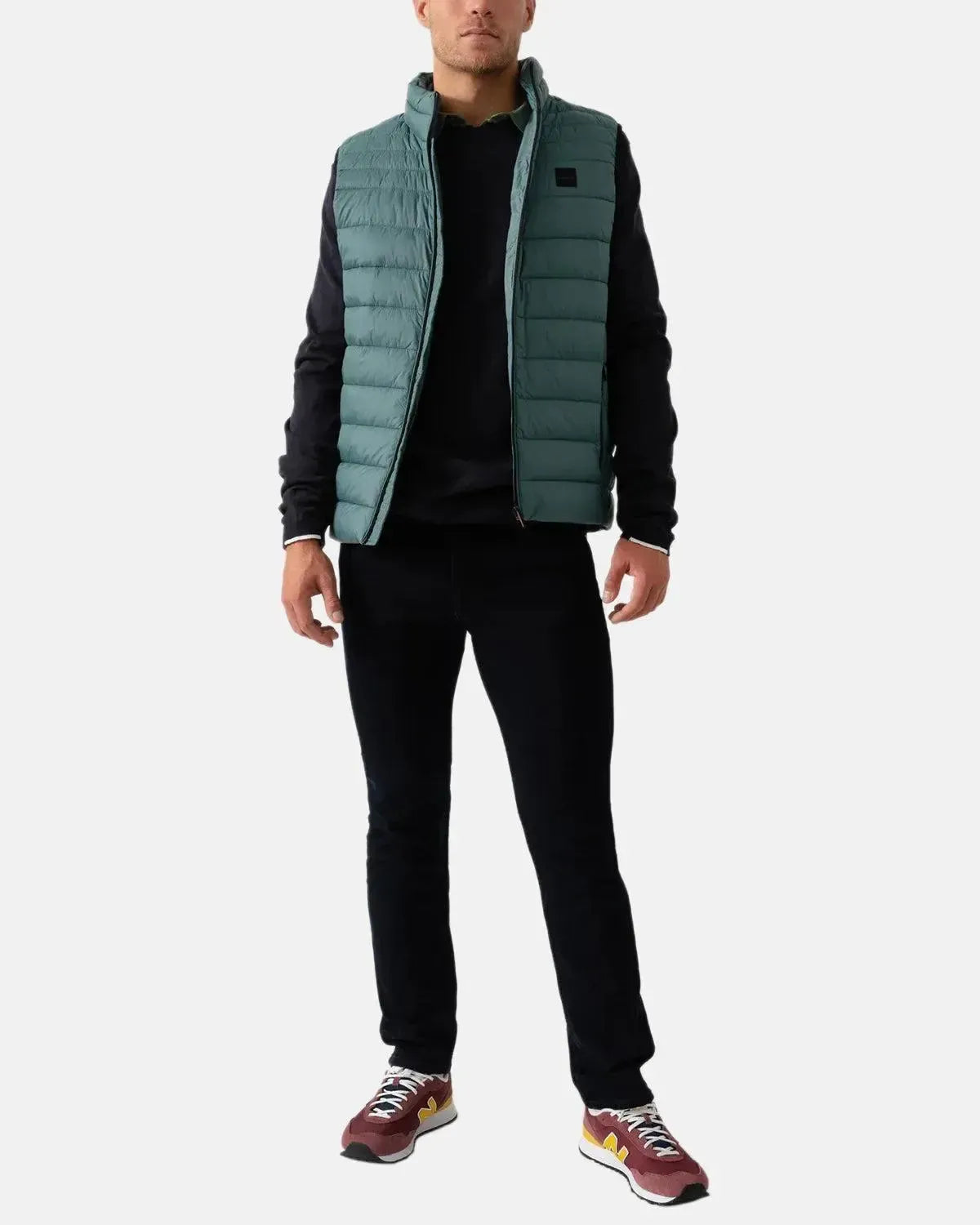 BOSS-BOSS ODEN SLIM FIT PACKABLE GILET OPEN GREEN-NORTHERN THREADS DESIGNER MENSWEAR