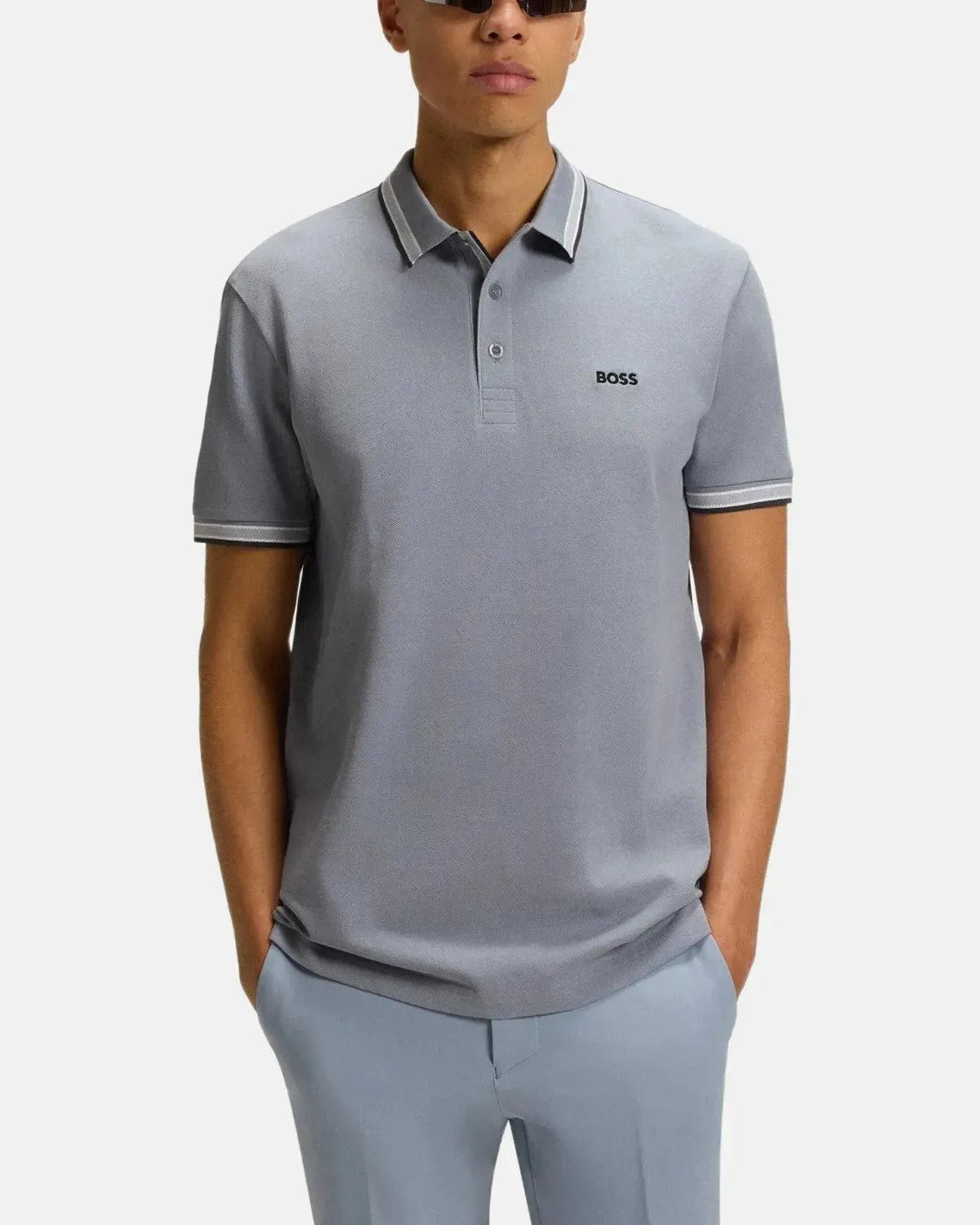 BOSS-BOSS PADDY POLO SHIRT MID GREY-NORTHERN THREADS DESIGNER MENSWEAR
