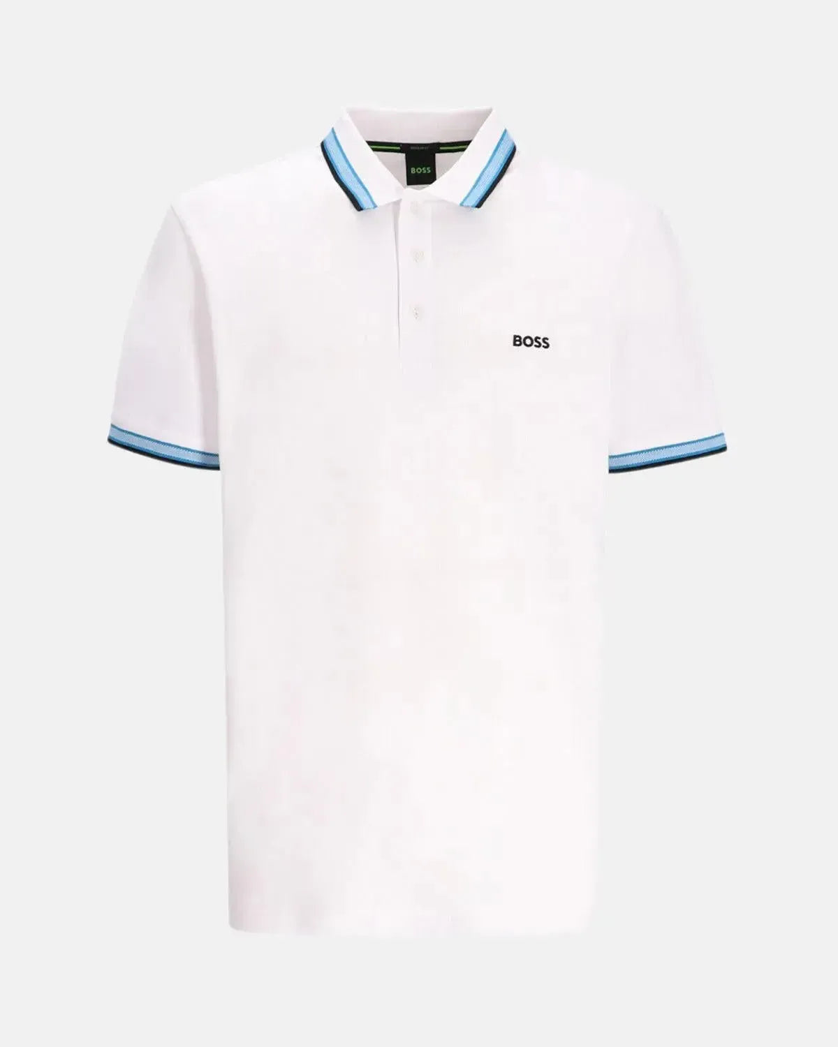 BOSS-BOSS PADDY POLO SHIRT WHITE ELECTRIC BLUE-NORTHERN THREADS DESIGNER MENSWEAR