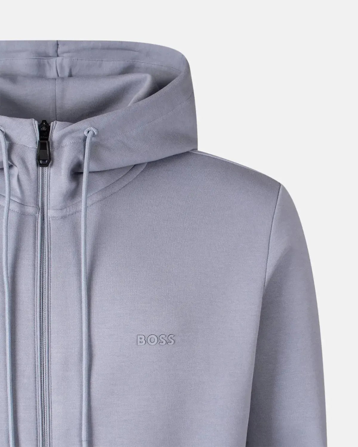 BOSS-BOSS SAGGY STRETCH COTTON ZIP HOODIE GREY-NORTHERN THREADS DESIGNER MENSWEAR