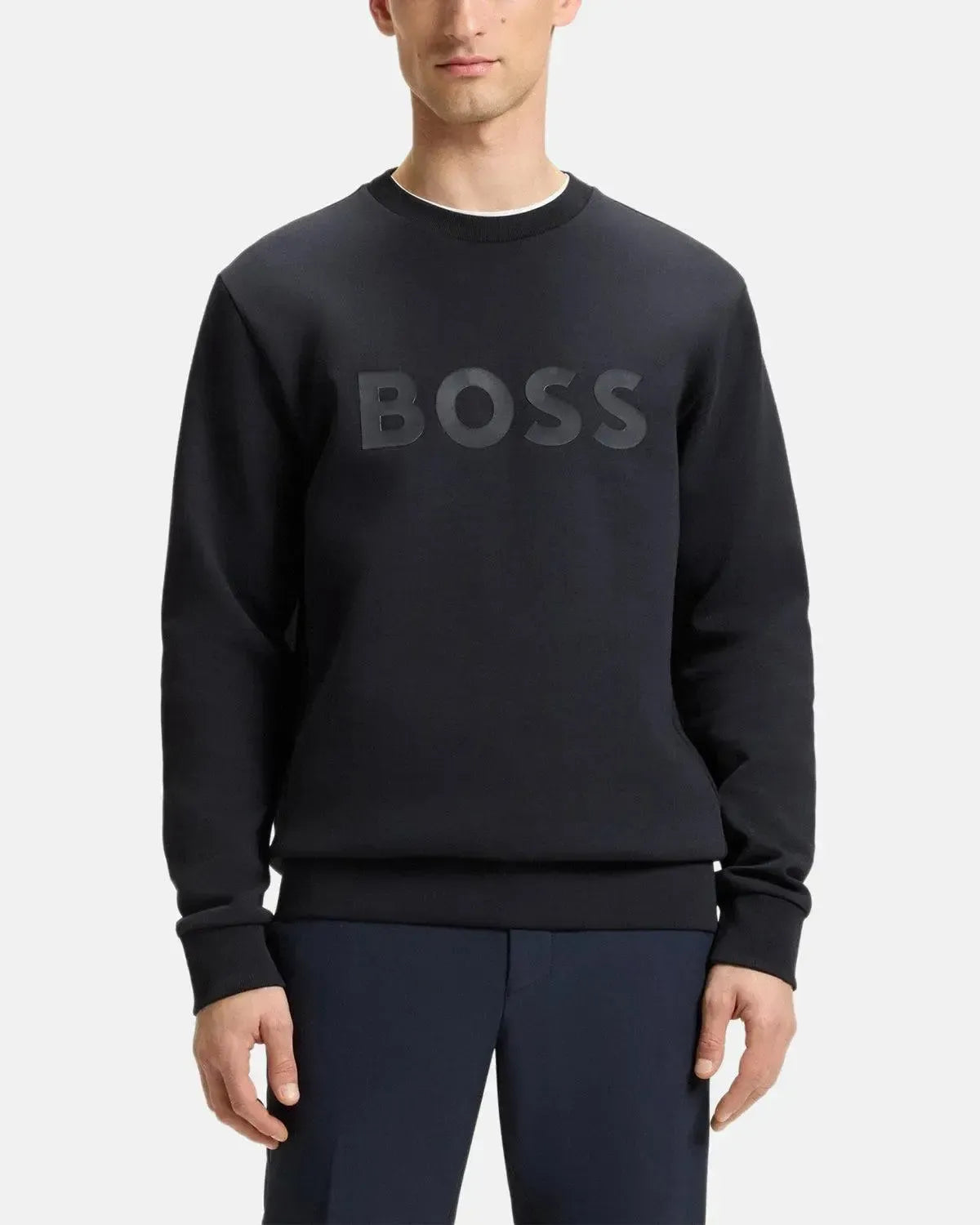 BOSS-BOSS SALBO SANDWICH LOGO SWEATSHIRT DARK BLUE-NORTHERN THREADS DESIGNER MENSWEAR
