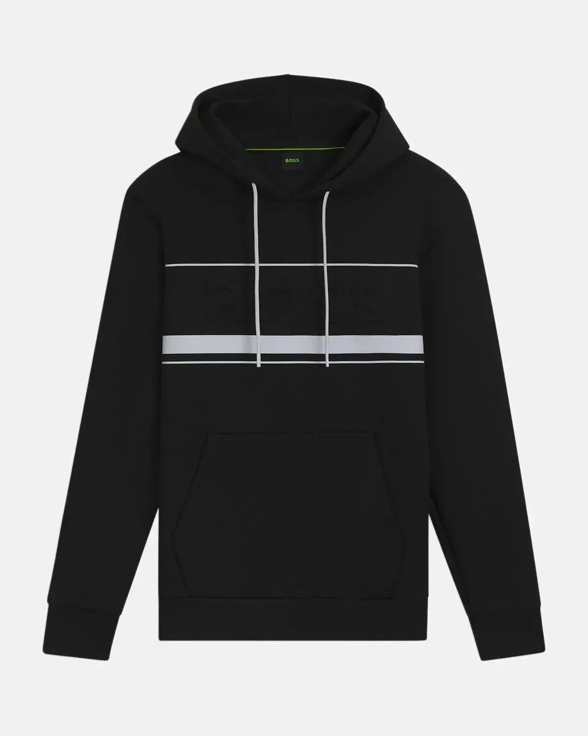 BOSS-BOSS SOODY ZONE EMBOSSED LOGO HOODIE BLACK-NORTHERN THREADS DESIGNER MENSWEAR