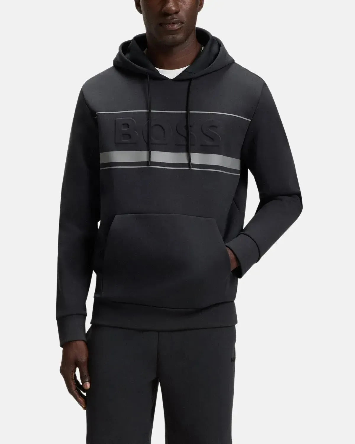 BOSS-BOSS SOODY ZONE EMBOSSED LOGO HOODIE DARK BLUE-NORTHERN THREADS DESIGNER MENSWEAR