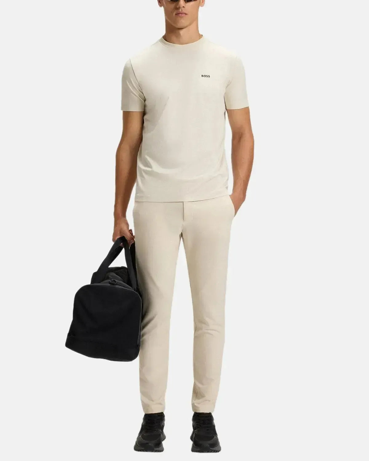 BOSS-BOSS STRETCH COTTON LOGO T-SHIRT NATURAL-NORTHERN THREADS DESIGNER MENSWEAR