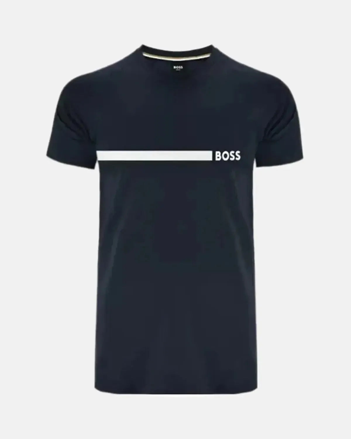BOSS-BOSS STRIPE LOGO SLIM FIT T-SHIRT DARK BLUE-NORTHERN THREADS DESIGNER MENSWEAR