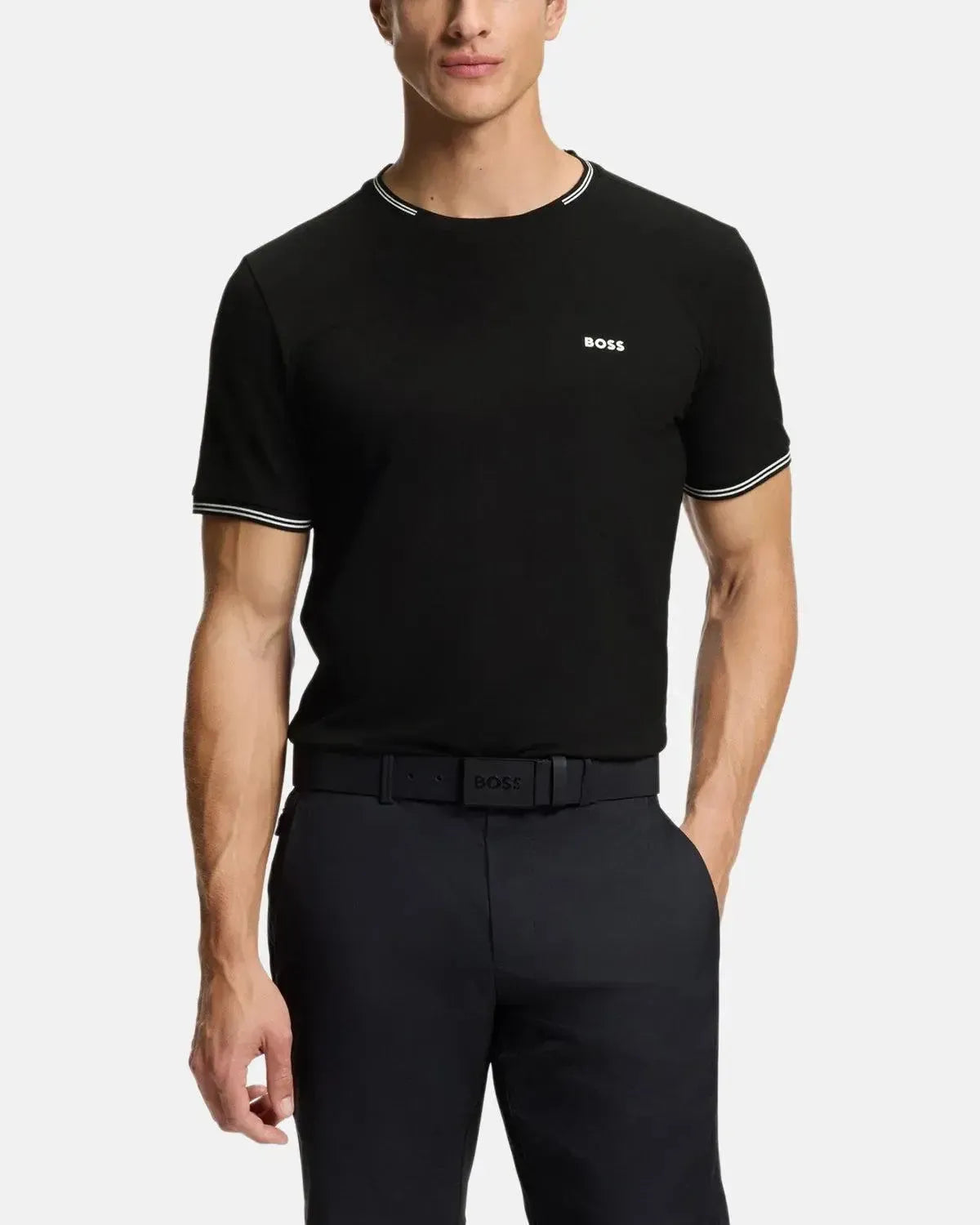 BOSS-BOSS TAUL STRETCH COTTON TIPPED T-SHIRT BLACK-NORTHERN THREADS DESIGNER MENSWEAR