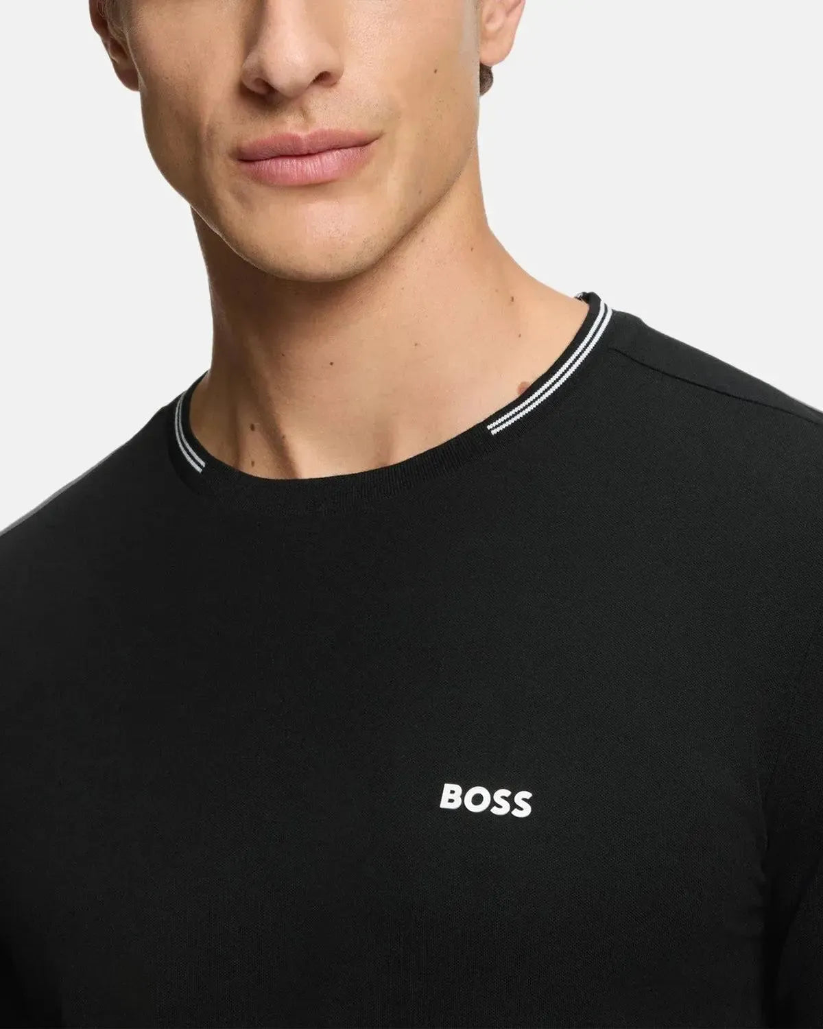 BOSS-BOSS TAUL STRETCH COTTON TIPPED T-SHIRT BLACK-NORTHERN THREADS DESIGNER MENSWEAR