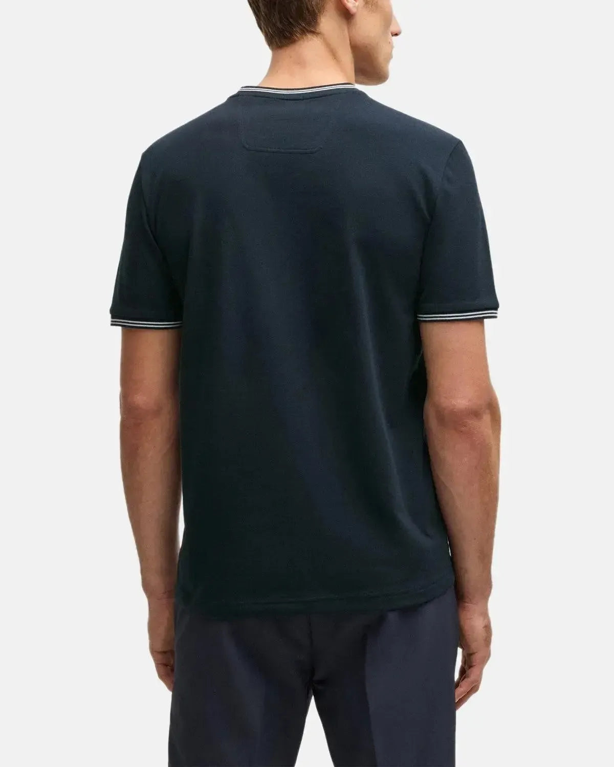 BOSS-BOSS TAUL STRETCH COTTON TIPPED T-SHIRT DARK BLUE-NORTHERN THREADS DESIGNER MENSWEAR
