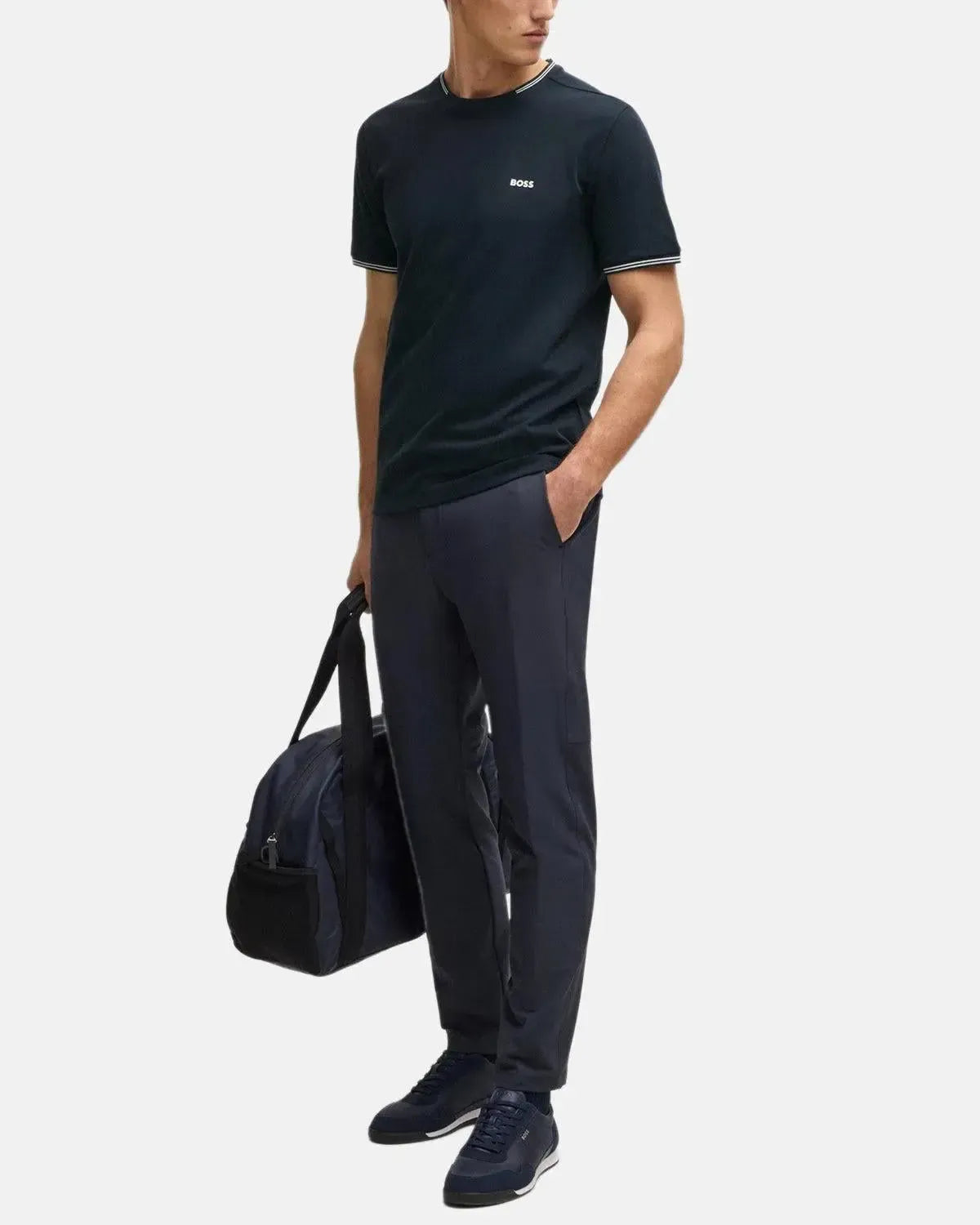 BOSS-BOSS TAUL STRETCH COTTON TIPPED T-SHIRT DARK BLUE-NORTHERN THREADS DESIGNER MENSWEAR