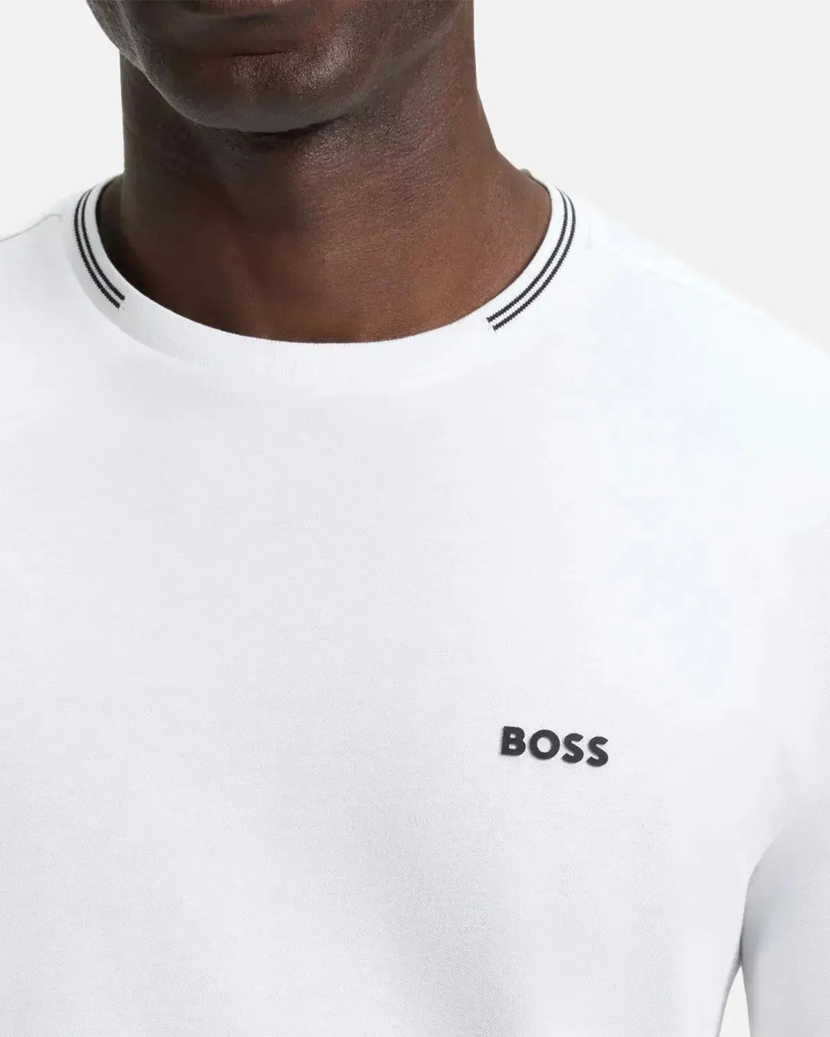 BOSS-BOSS TAUL STRETCH COTTON TIPPED T-SHIRT WHITE-NORTHERN THREADS DESIGNER MENSWEAR