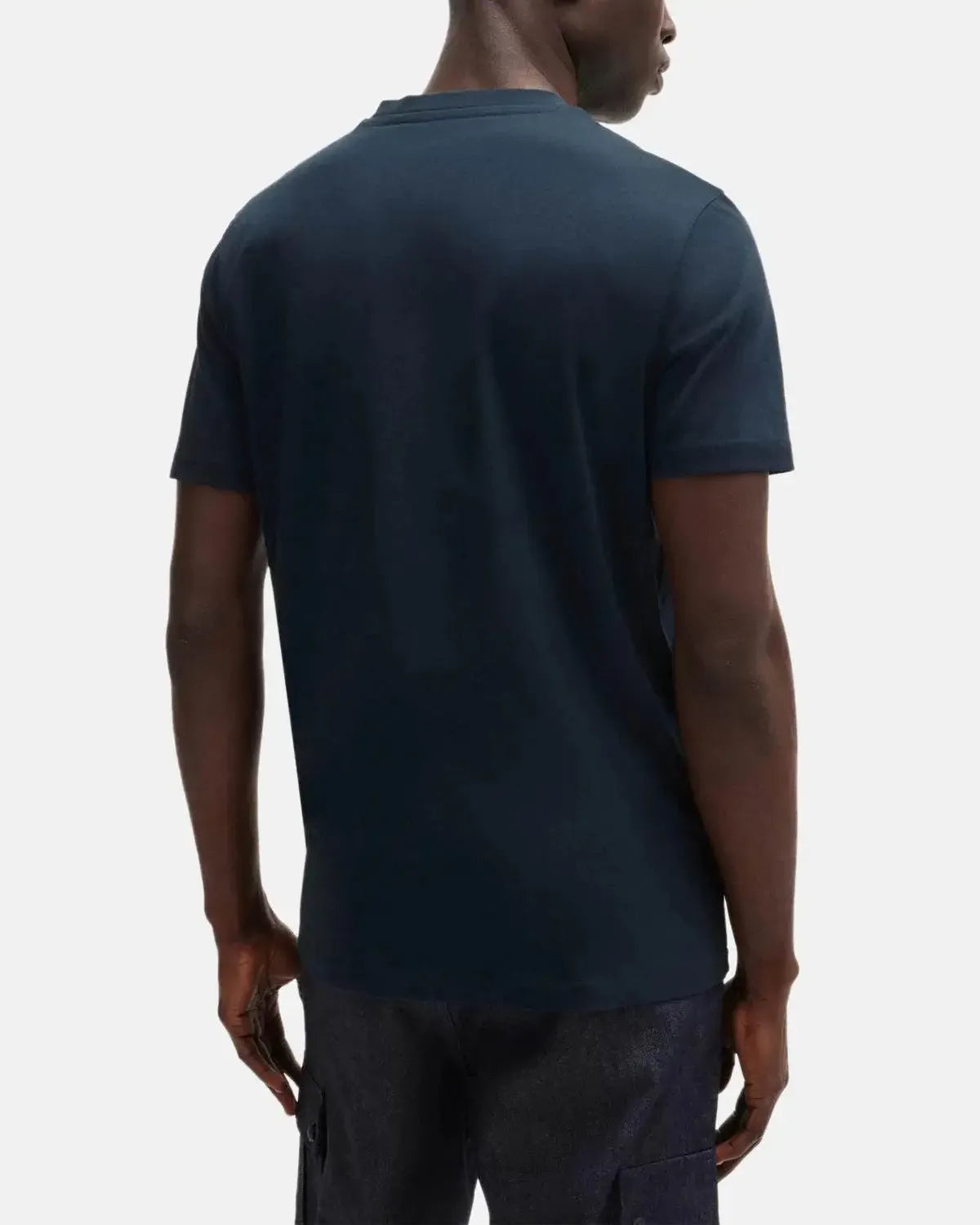 BOSS-BOSS THINKING 1 RUBBER PRINT LOGO T-SHIRT DARK BLUE-NORTHERN THREADS DESIGNER MENSWEAR
