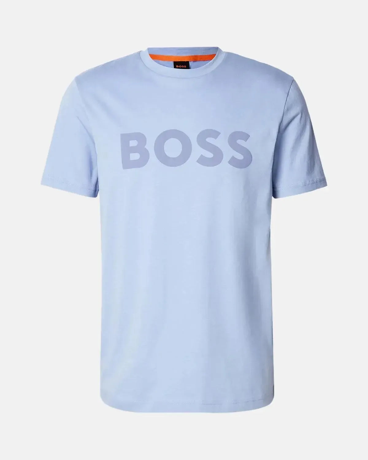 BOSS-BOSS THINKING 1 RUBBER PRINT LOGO T-SHIRT LIGHT BLUE-NORTHERN THREADS DESIGNER MENSWEAR