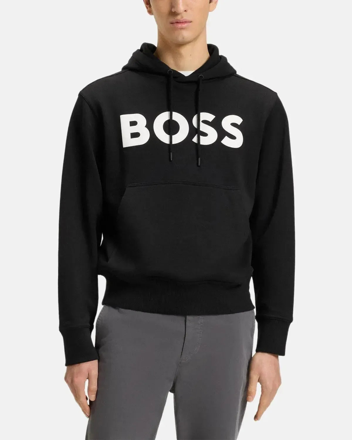 BOSS-BOSS WEBASIC LOGO HOODIE BLACK-NORTHERN THREADS DESIGNER MENSWEAR