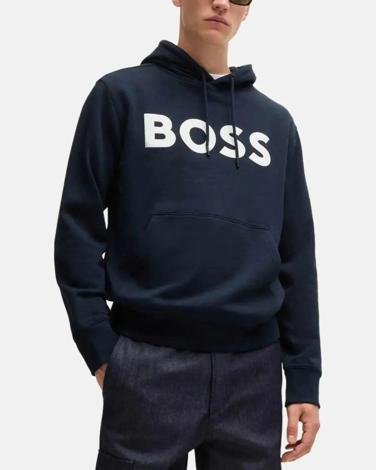 BOSS-BOSS WEBASIC LOGO HOODIE DARK BLUE-NORTHERN THREADS DESIGNER MENSWEAR