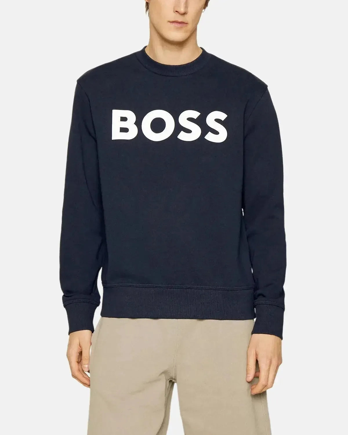 BOSS-BOSS WEBASIC LOGO SWEATSHIRT DARK BLUE-NORTHERN THREADS DESIGNER MENSWEAR