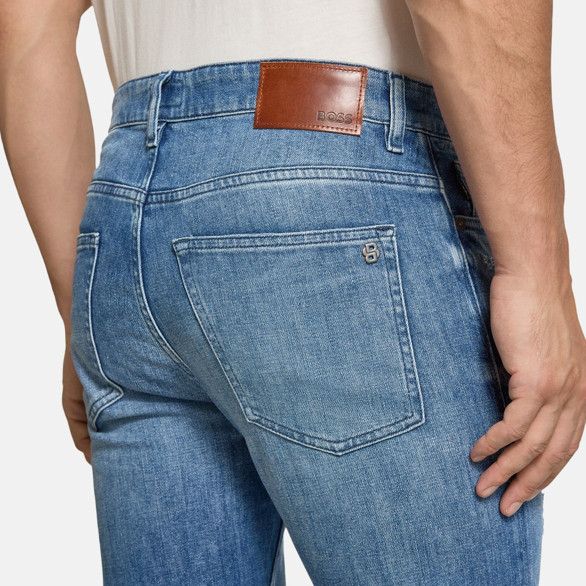 BOSS Delaware Bo Slim Fit Stretch Denim Jeans Bright Blue | Northern Threads Designer Menswear