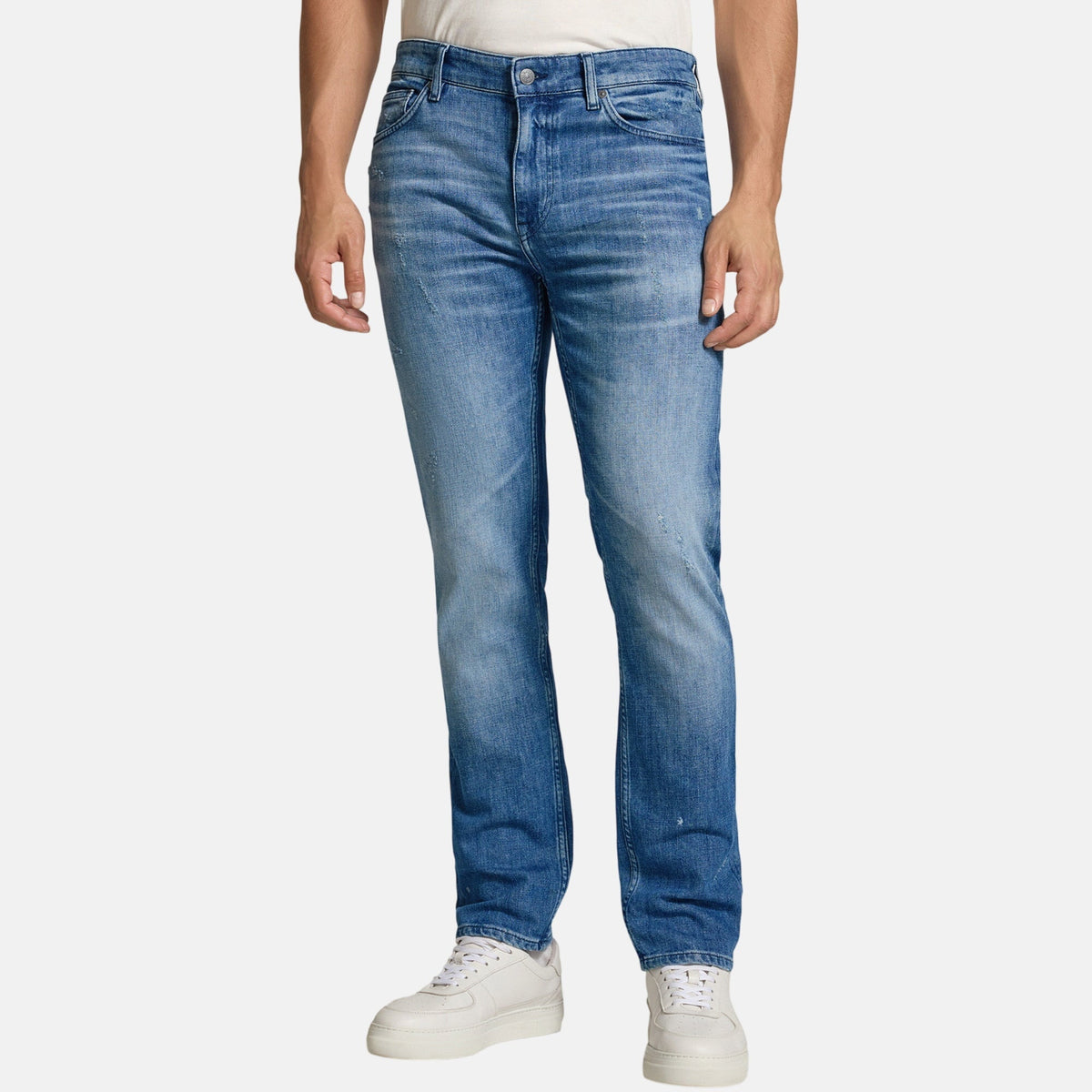 BOSS Delaware Bo Slim Fit Stretch Denim Jeans Bright Blue | Northern Threads Designer Menswear