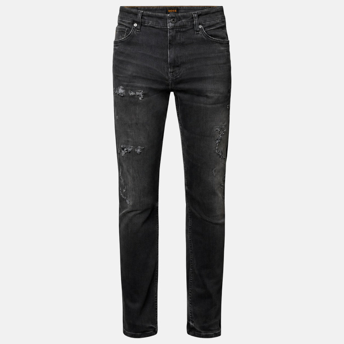 BOSS Delaware Distressed Soft Motion Slim fit Jeans Dark Grey | Northern Threads Designer Menswear