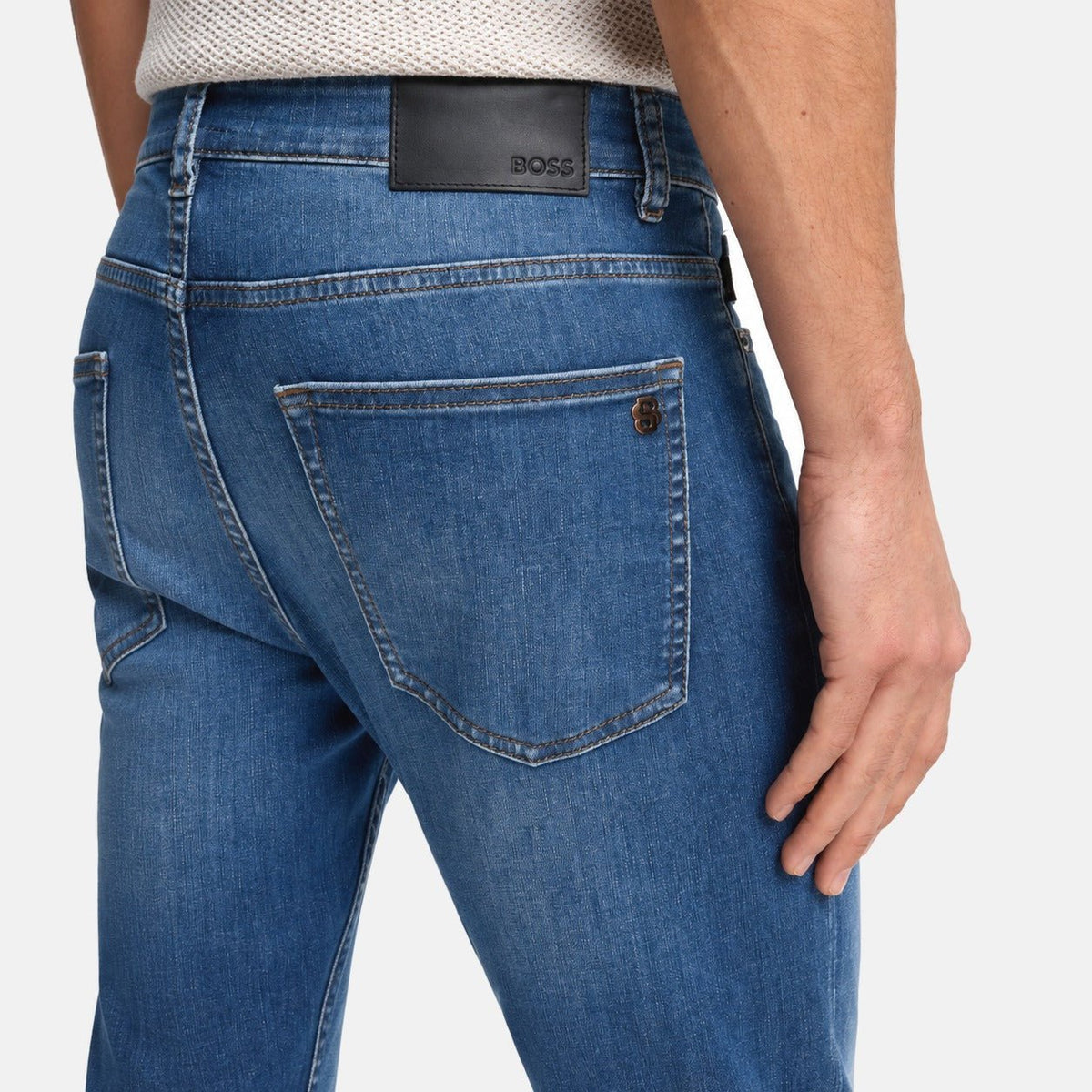 BOSS Delaware Soft Motion Slim fit Jeans Blue | Northern Threads Designer Menswear