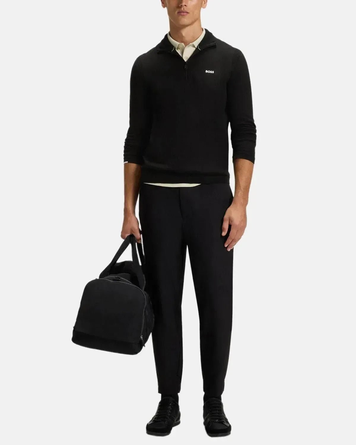 BOSS K - EVERX 1/4 ZIP COTTON KNIT BLACK - northern threads